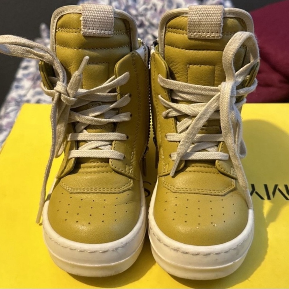 Rick Owens Kids Yellow High-Top Boots